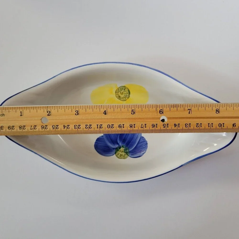 Au Gratin Casserole Dishes Daisy Design Hand Painted in Portugal Set of 2 Maxam